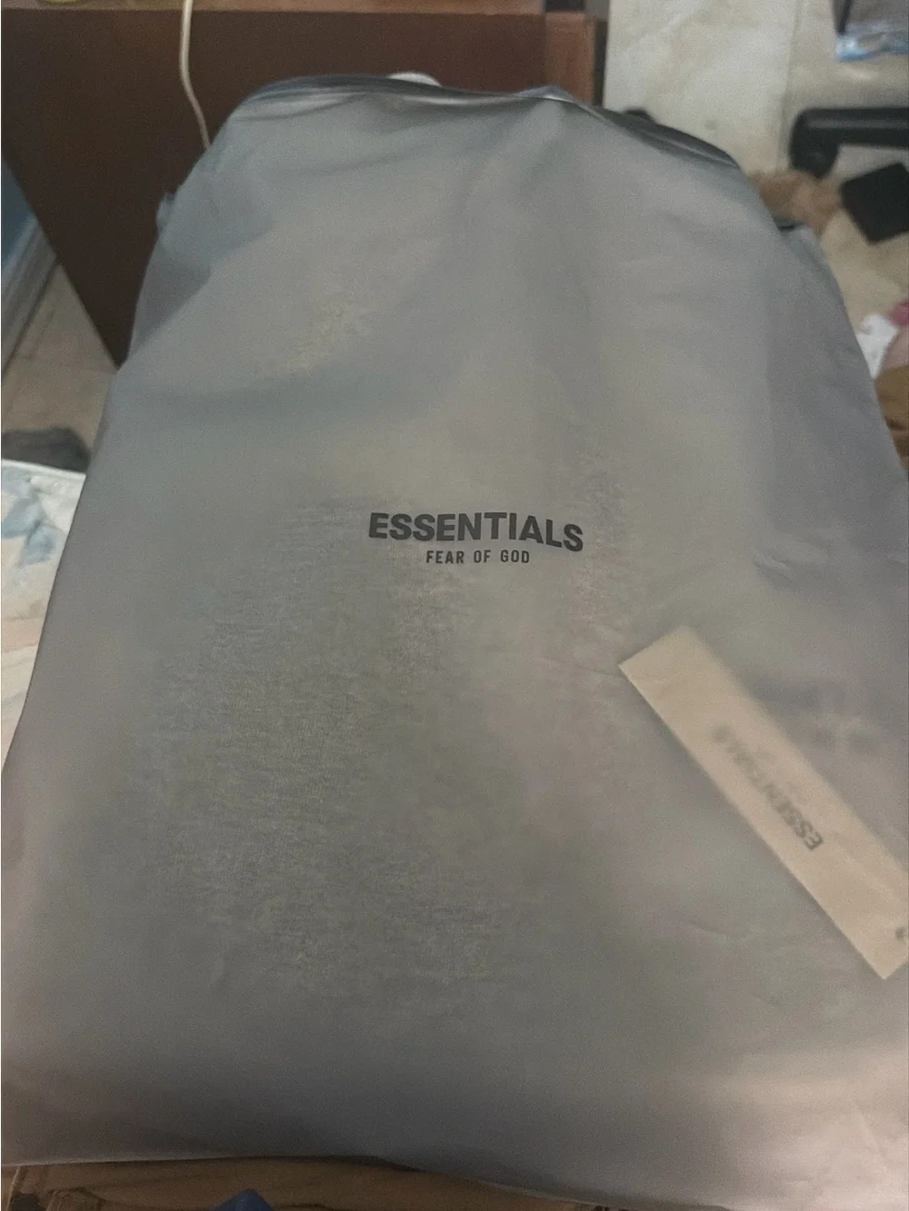 Fear of God Essentials Gray Crewneck Sweatshirt with Black Logo